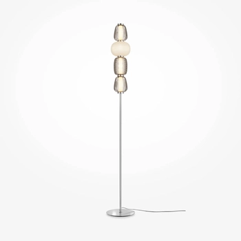 Podłogowa lampa Pattern MOD267FL-L32CH3K LED 32W 3000K chrom biała szara