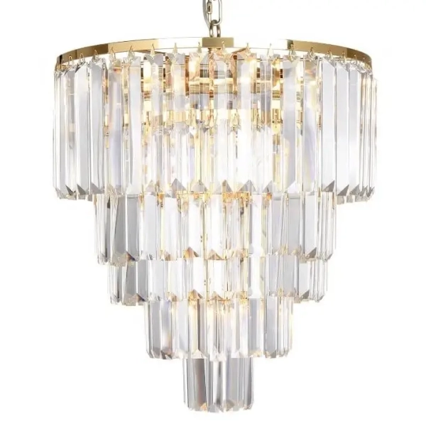 Kryształowy żyrandol Amedeo 17106/6+3+1-GLD na łańcuchu nad stół złoty