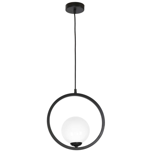 Wisząca LAMPA modernistyczna BOSTON MLP5593 Milagro metalowa OPRAWA okrągła ZWIS szklana kula ball czarna biała