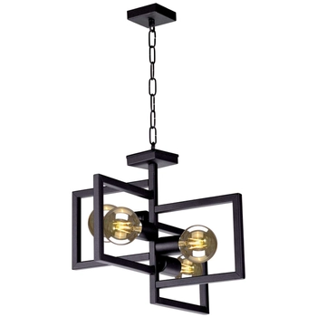 LAMPA wisząca Lavaya K-4036 Kaja metalowa OPRAWA kwadraty ZWIS na łańcuchu ramki frame czarne