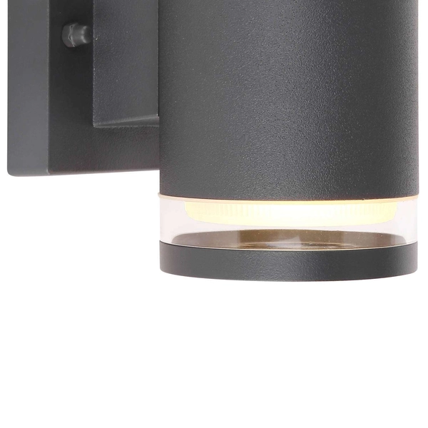 Elewacyjna LAMPA ścienna ALCALA 32063-2A Globo metalowa OPRAWA zewnętrzna KINKIET outdoor tuba IP44 antracyt przezroczysta