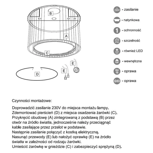 LAMPA sufitowa MIKI 1117 Shilo natynkowa OPRAWA okrągły plafon czarny