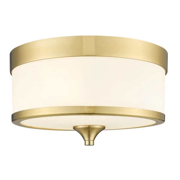 Szklana lampa sufitowa FLEETWOOD C03293BR okrągła mosiądz biały
