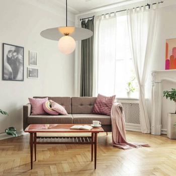 LAMPA wisząca SPOLETTO PND-201923-1 Italux modernistyczna OPRAWA metalowa ZWIS kula ball złota biała