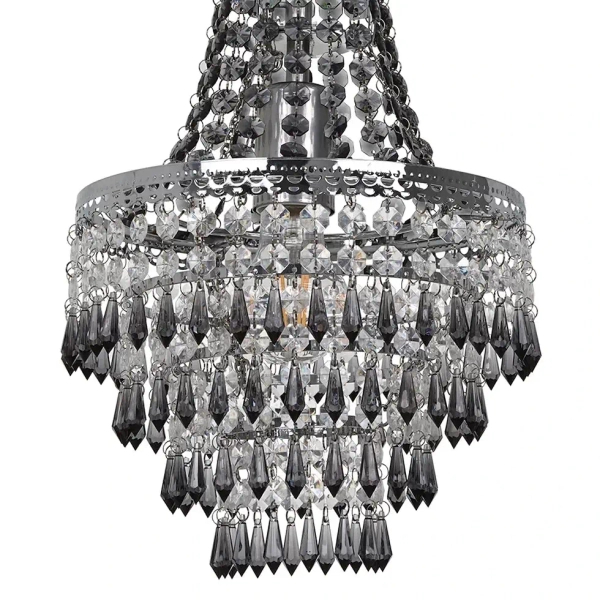 Kaskadowa lampa wisząca Gemma MLP1587 do salonu kryształowa srebrny