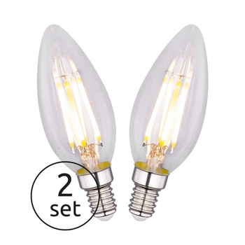 Zestaw 2 żarówek 10583-2K E14 B35 LED 4W filament 3000K 400lm