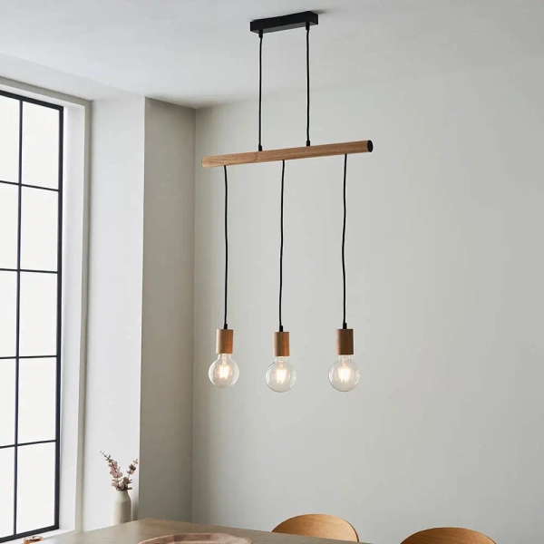 Lampa wisząca rustykalna Sven 101678 do salonu drewniana