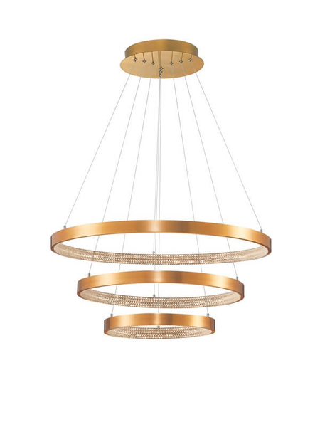 Złota lampa wisząca Moron pierścienie LED 112W 3000K nad stół