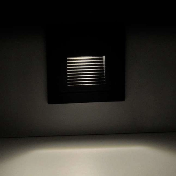 Schodowa LAMPA podtynkowa Q6 LED 313720 Polux kwadratowa OPRAWA wpuszczana LED 3W 4000K metalowa IP44 grafitowa