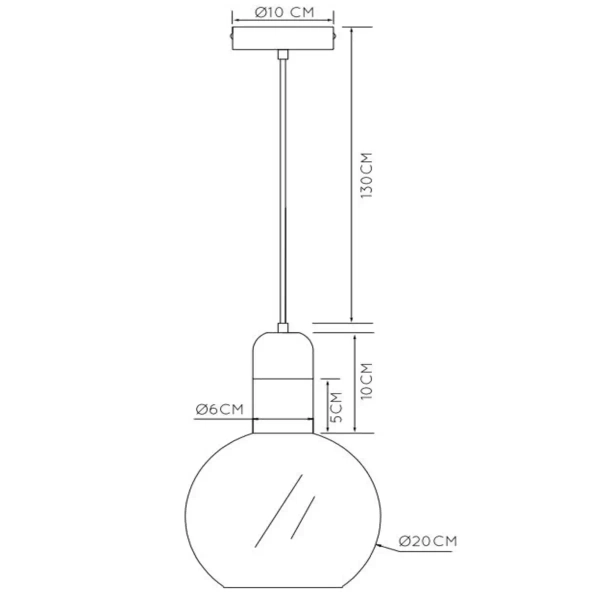 Wisząca lampa szklana Julius 34438/20/65 Lucide okrągła czarna złota
