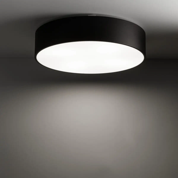 Sufitowy plafon do salonu Livo 10988 okrągła tuba biały czarny