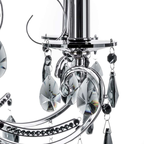 Pałacowa LAMPA wisząca BAROCCO MD72709-6B Italux świecznikowy ŻYRANDOL z kryształkami crystal maria teresa czarny przezroczysty