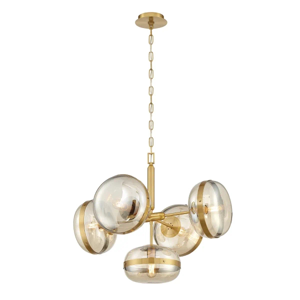 Lampa wisząca Nottingham QN-NOTTINGHAM-5P-AB retro złoty przezroczysty