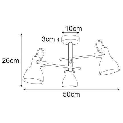LAMPA sufitowa Kanti K-8110 Kaja loftowa OPRAWA metalowy PLAFON na wysięgnikach szklane reflektorki sticks czarne białe