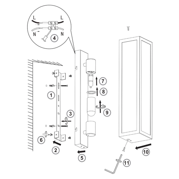 Prostokątny kinkiet Newham 96137 Endon metal szkło IP44 przezroczysty chrom