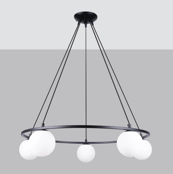 Lampa wisząca Yoli SL.1214 ring balls nad stół czarna biała