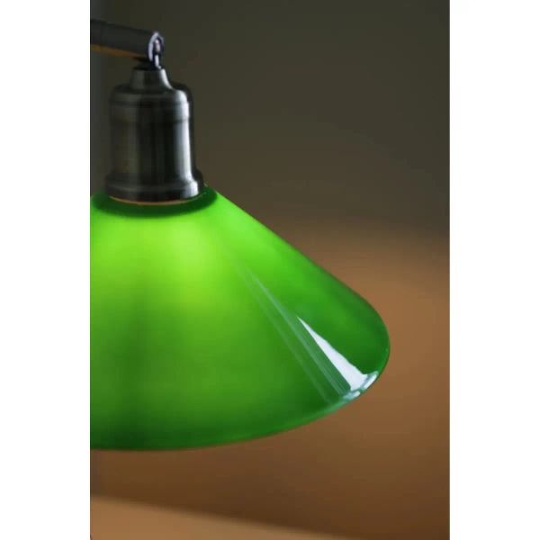 Zielona lampa stołowa VELA mosiądz 108864 metalowa retro trójkątna 1xE27