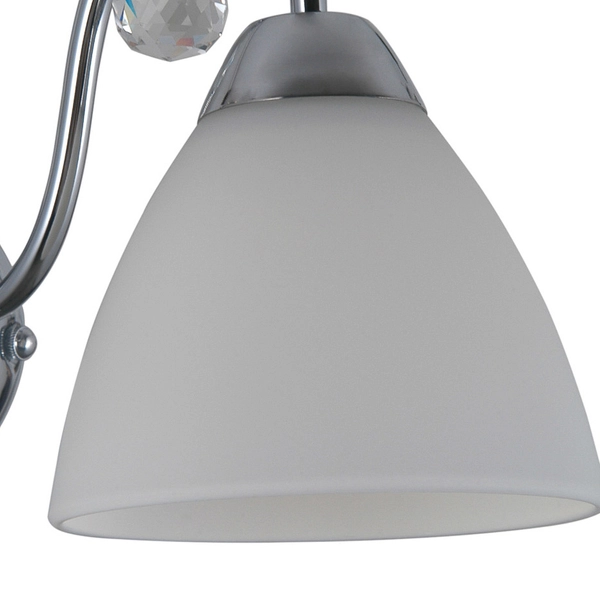 LAMPA ścienna LUGANO WL-5643-1 Italux szklana OPRAWA kinkiet na wysięgniku z kryształkiem chrom biały