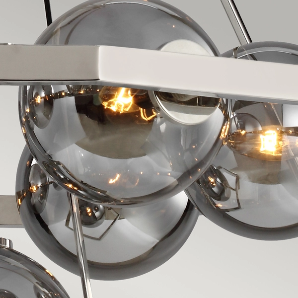 Wisząca lampa QN-HARPER7 geometryczna rama kule nikiel