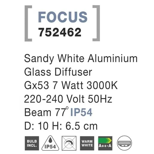 Sufitowa LAMPA zewnętrzna FOCUS 752462 Lutec okrągła OPRAWA metalowa outdoor IP54 biała