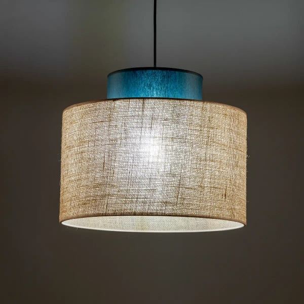 Ekologiczna zwisająca lampa Duo 3256 tuba z naturalnej juty zielony