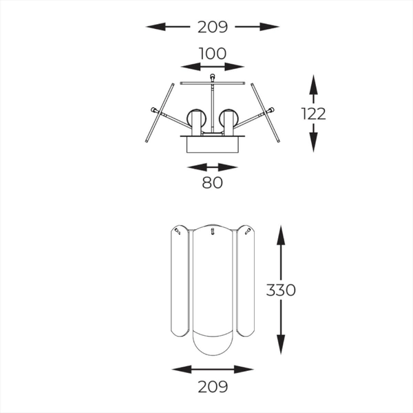 Szklany kinkiet ścienny Nira MB3523-2-EGN Zumaline złota przezroczysta