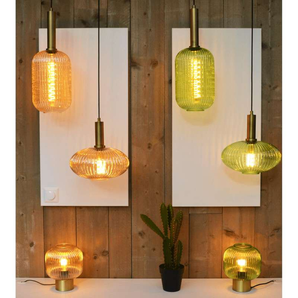 LAMPA wisząca MALOTO 45386/30/33 Lucide loftowa OPRAWA szklany zwis zielony mosiądz