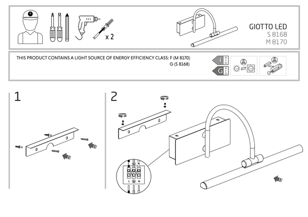 Galeryjka LAMPA ścienna GIOTTO LED 8170 Nowodvorski kinkiet OPRAWA metalowa LED 12W 3000K nad obrazy mosiądz