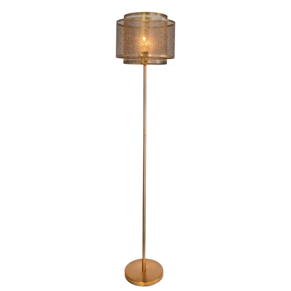 Stojąca lampa Hermine 4100180-6519 metalowa do salonu ażur mosiądz