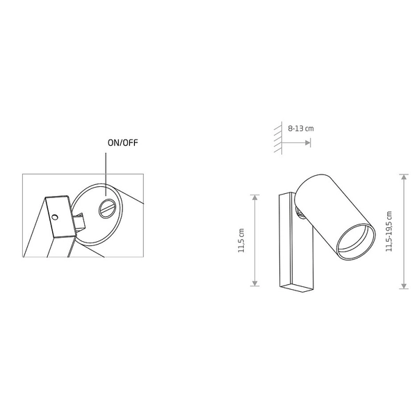 Ścienna lampa pokojowa Mono 7772 regulowana tuba metalowa biała
