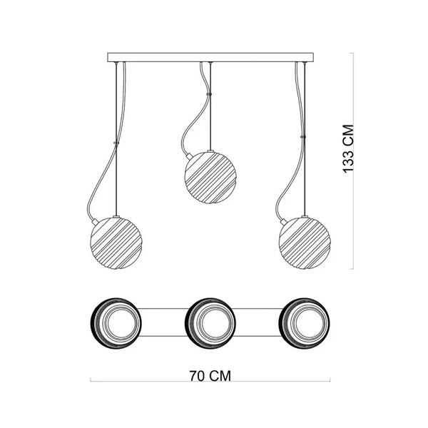Szklana lampa wisząca Perona PND-92389-3L-BK Italux czarny grafitowy