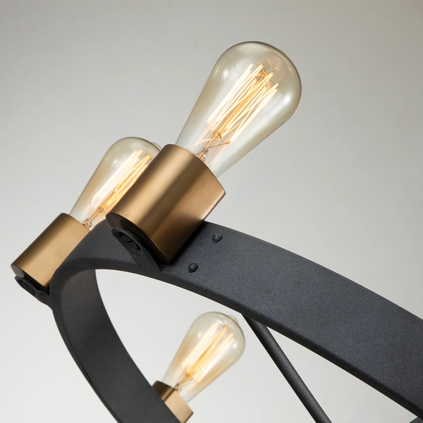 Wisząca lampa nad stół QN-SILAS-8P-DZ okrąg czarna mosiądz