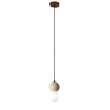 Wisząca lampa Bilo PL0135 Yaskr drewno kamień kula beżowa biała