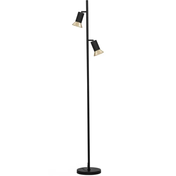 Stojąca lampa do salonu MARENZO LE45612 metalowa z wtyczką czarna złota