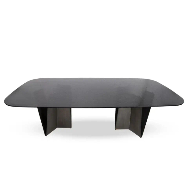 Czarny stół DUNE MM001501100380 szklany do jadalni 240x121cm