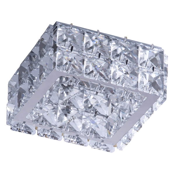 Sufitowa lampa podtynkowa Ester kwadratowa crystal chrom