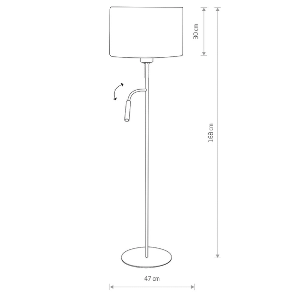 Sypialniana lampa stojąca do czytania Hotel 9072 Nowodvorski podwójna szara