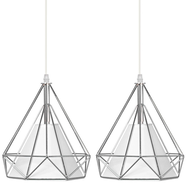 Druciana LAMPA wisząca 8803/3 ZWIS - 02 Elem metalowa OPRAWA loftowy ZWIS piramidy chrom białe