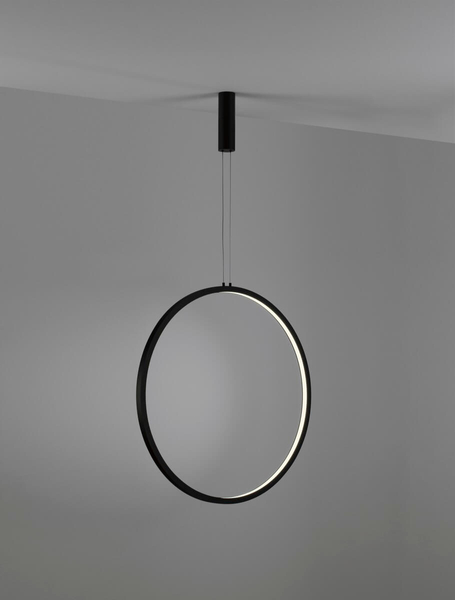 Okrągła lampa wisząca AUTLAN LE42773 do przedpokoju LED 48W 3000K czarna