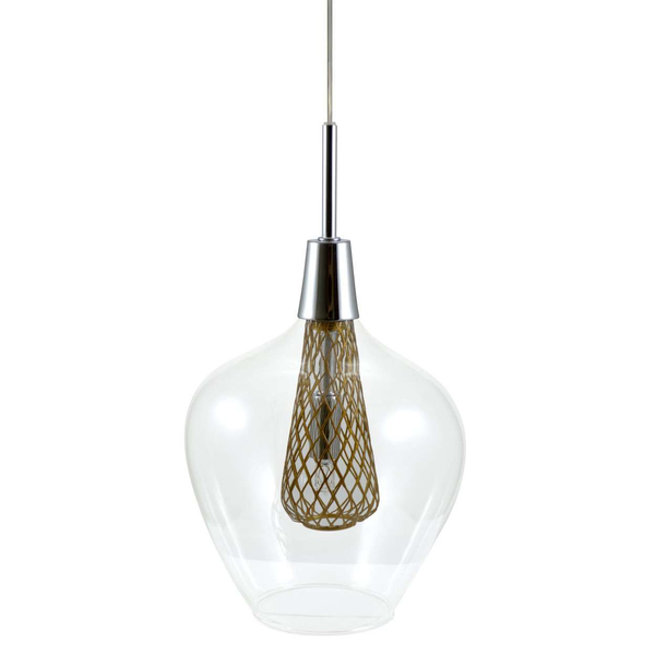LAMPA wisząca DYSON 308054 Polux szklana OPRAWA skandynawska zwis przezroczysty chrom