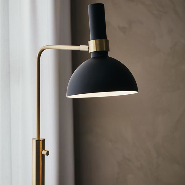 Stojąca LAMPA podłogowa LARRY 106972 Markslojd metalowa OPRAWA kopuła mosiądz czarna