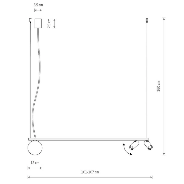 Zwisowa lampa do sypialni Fourty 11450 okrągła szklana tubki jedwabisty szary