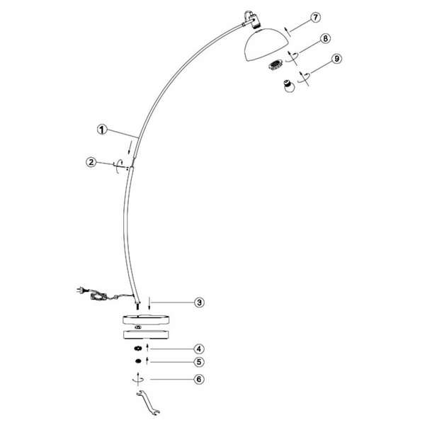 Podłogowa lampa salonowa Recife R46041032 czarna kopuła metalowa