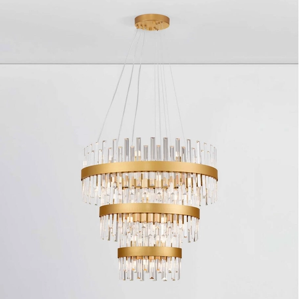 Potrójna lampa wisząca CHOLULA LE44723 pierścienie złota przezroczysta