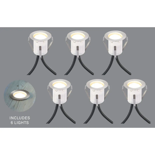 Wpustowy zestaw 6 spotów Unite 108644 Markslojd LED 0,4W 2700K IP44 chrom