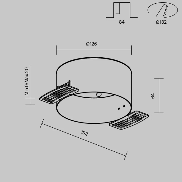 Uchwyt do lamp sufiowych Zon DLA032-TRS12-W biały