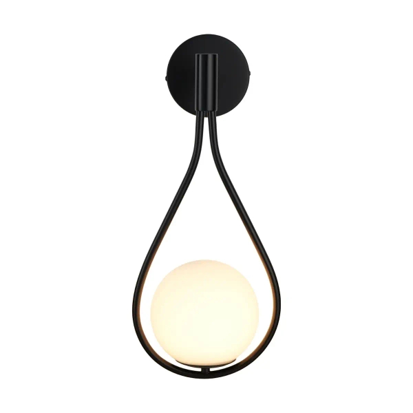 Kinkiet ścienny art deco DROP ST-F079 biały czarny szklany metalowy G9 klosz do sypialni