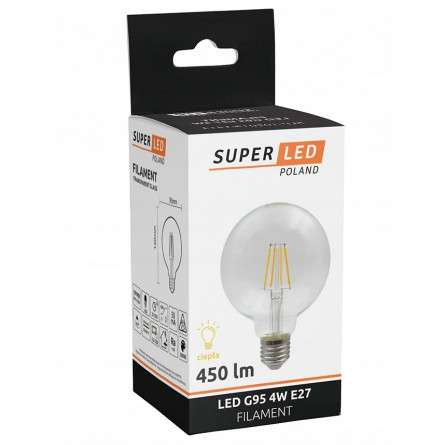 Żarówka dekoracyjna MDECO SLP1414 LED E27 G95 bańka 4W 450lm 230V biała ciepła