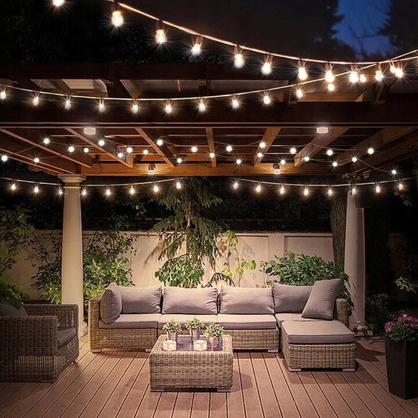 Dekoracyjny przewód świetlny na zewnątrz 15szt 15m IP44 czarny