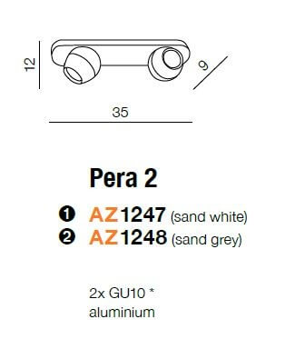2-punktowa lampa sufitowa Pera AZ1248 Azzardo do kuchni metalowa szara